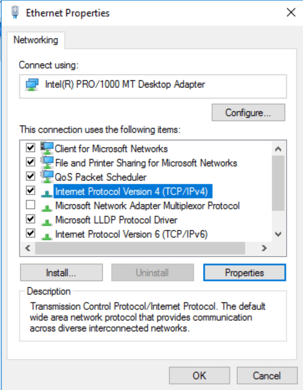 تنظیمات IPv4