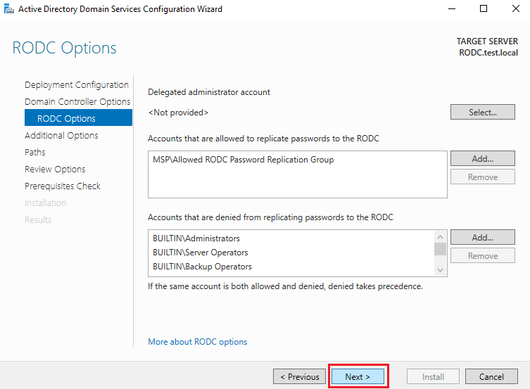 RODC Options