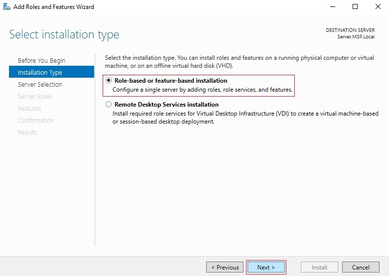 انتخاب installation type