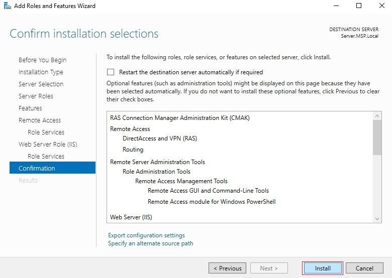 مرحله Confirm installation