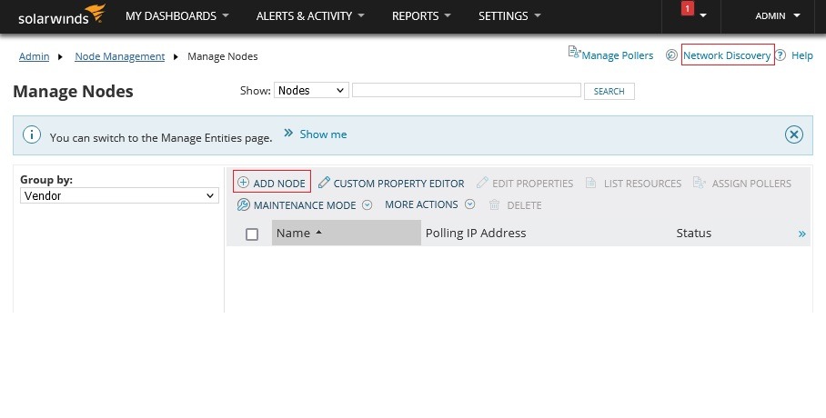 گزینه manage nodes