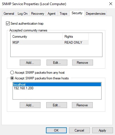 تنظیمات SNMP