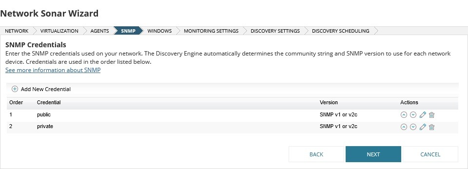 تنظیمات SNMP Credential