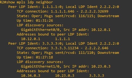 جدول LDP Neighbors