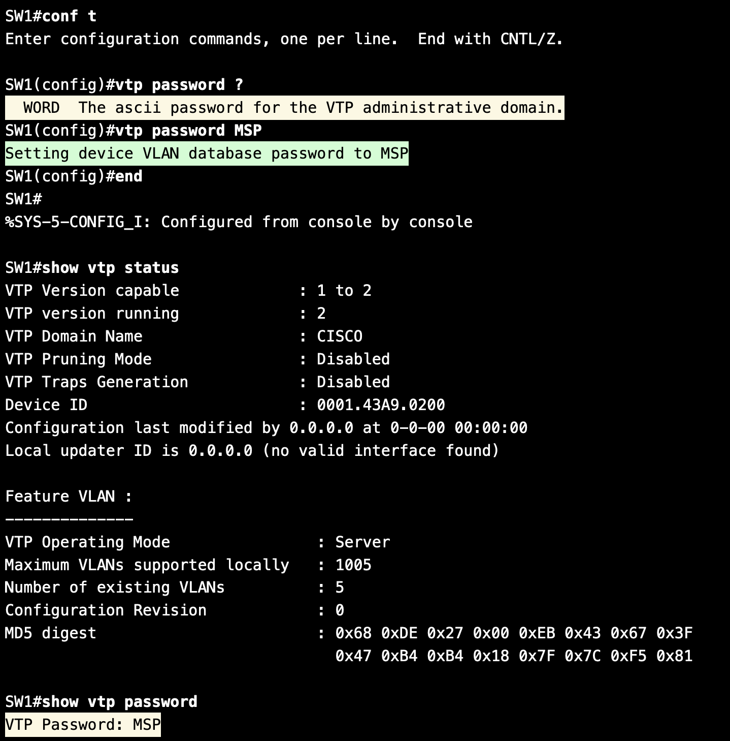 VTP Password