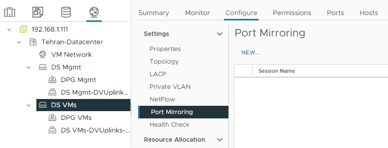 گزینه port Mirroring