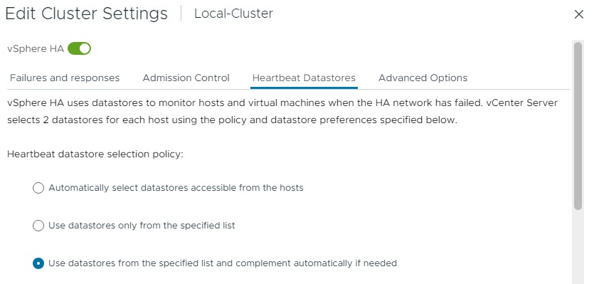 تب heartbeat datastores